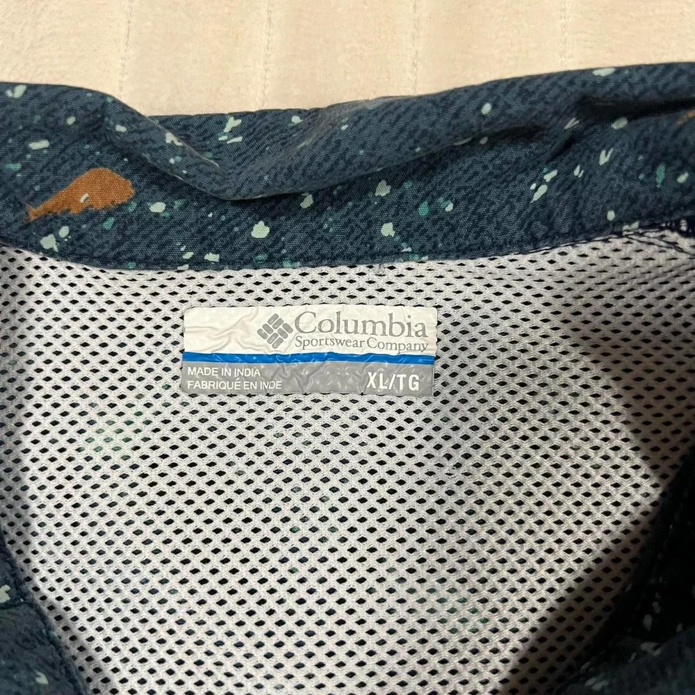 Columbia PFG Navy Button Up Performance Fishing Shirt Mahi/Tuna Print Vented XL - Picture 7 of 7